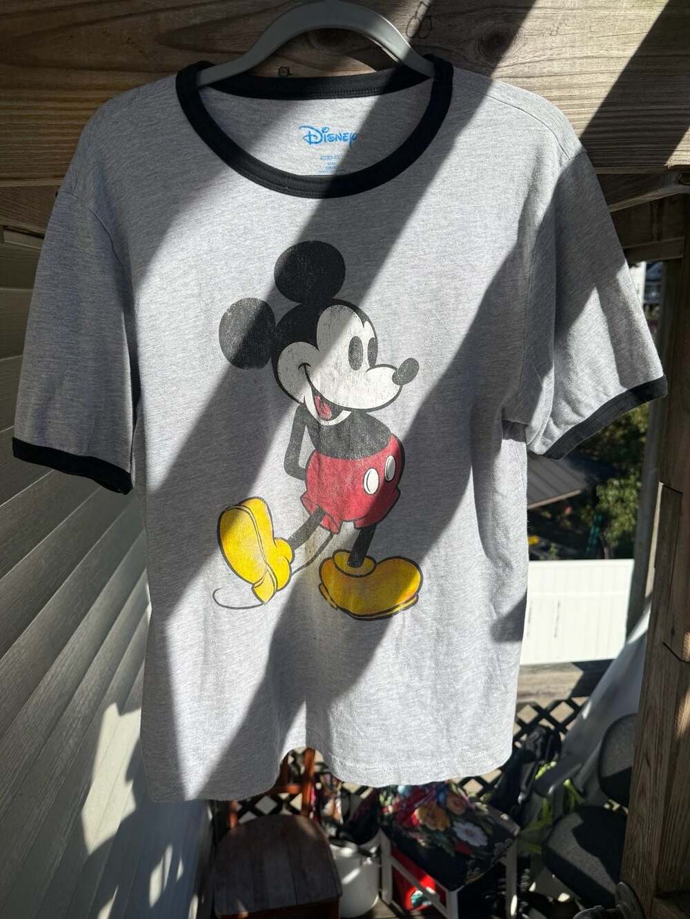 Vintage Disney Mickey Mouse Ringer T-Shirt Size M Gray